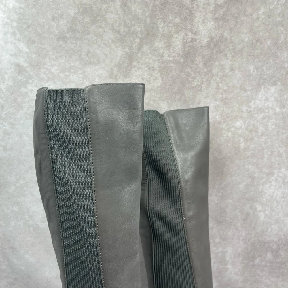 Eileen Fisher Destry Leather Knee Boots In Graphite Gray Women's Size 5